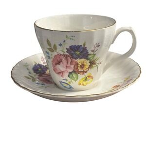 H Aynsley & Co Ltd Staffordshire England Floral Tea Cup and Saucer Set Vintage